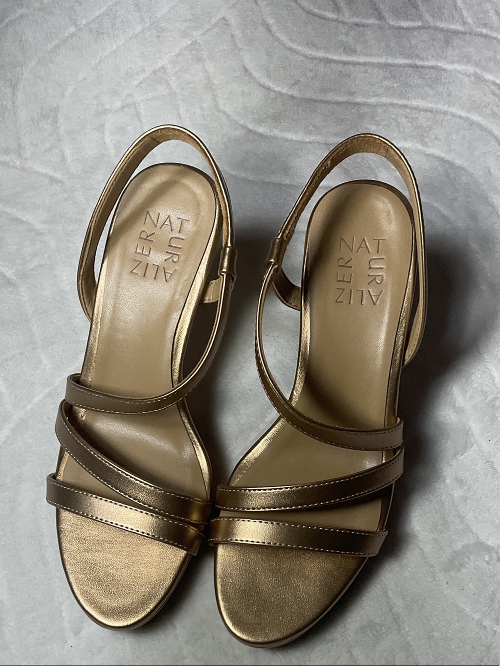 Naturalizer Metallic Gold Strappy Slingback Sandals